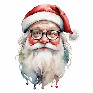 10 Quirky Santa Clipart | Funny Watercolor Christmas Santa Art, High Quality JPGs, Holiday Paper craft, Junk journal (Digital Download)
