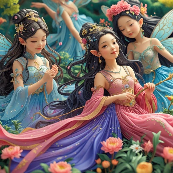 中国の王女と妖精：3～8歳の子供向けの魔法の塗り絵 - Etsy 日本