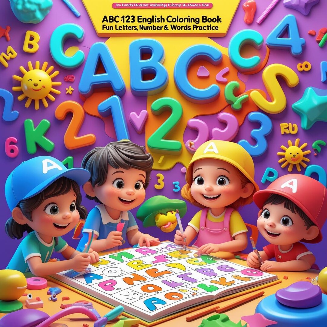 ABC 123 English Learning Coloring Book for Kids Ages 3-8: Fun Letters ...