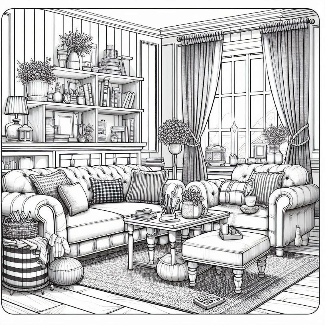 Interior Design Coloring Book for Teens: Dream Home Rooms - Etsy