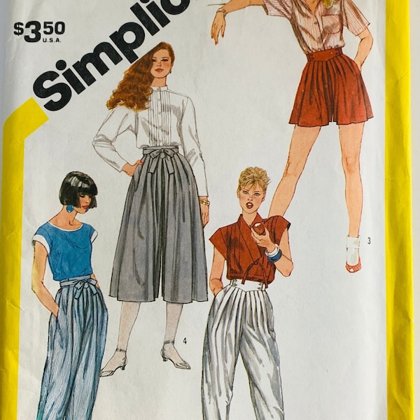 80s Misses Very Loose-fitting Pants and Culottes or Shorts Pattern Size 8 Waist 24 Vintage Simplicity 6249 UNCUT