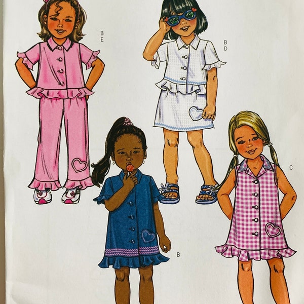 Easy Girls Summer Top, Dress, Skirt and Pants Pattern Sizes 6 7 8 Butterick B4218 UNCUT