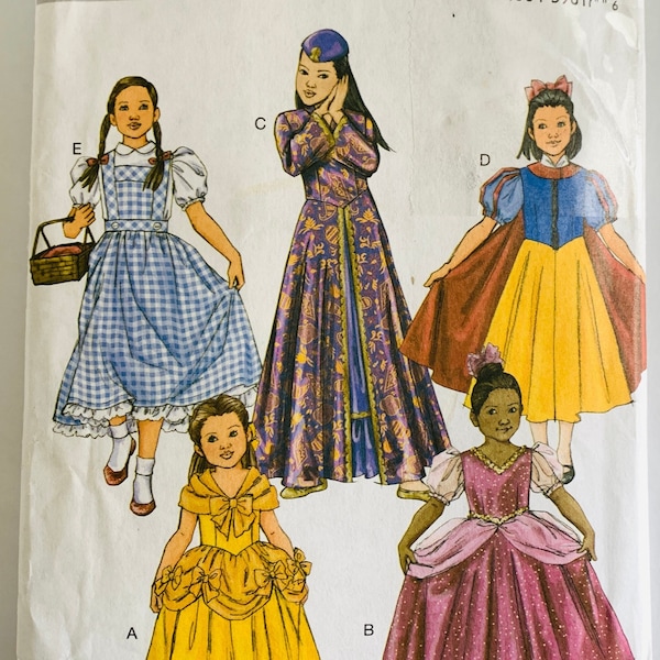 Childs Princess Fairytale Costume Pattern Dorothy Snow White Belle Mulan Cinderella Sizes 2 3 4 5 Butterick BP187/B4320/BP424 UNCUT