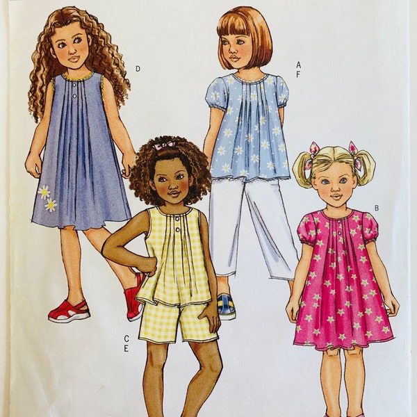 Very Easy Girls Summer Top, Dress, Shorts and Pants Sizes 6 7 8 Butterick Pattern B4176 UNCUT