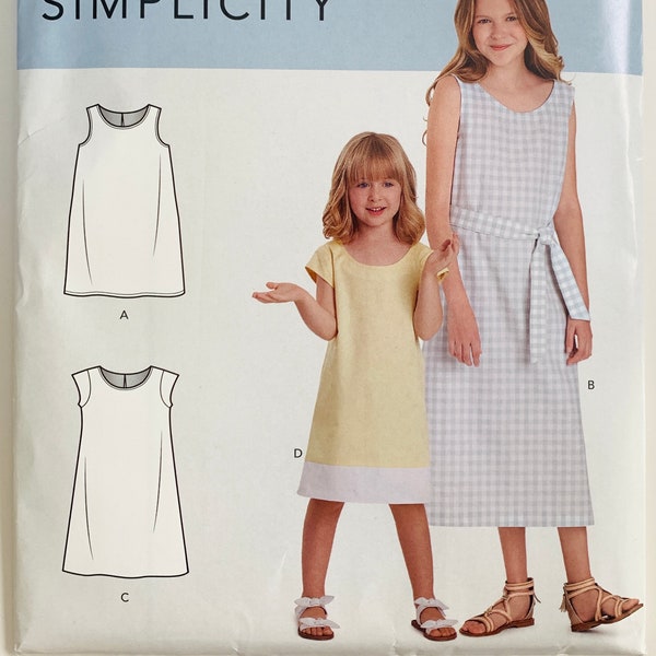 Little Girls Dress Pattern 2 Styles Belt Sleeveless or Cap Sleeve Sizes 3 4 5 6 Simplicity R10511/S9120 UNCUT