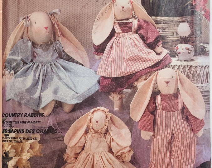 Vintage 80s Country Stuffed Bunny Doll Pattern 3 Sizes Faye Wine ...