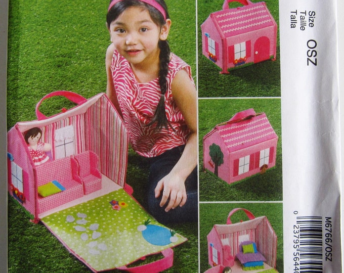 Fabric Dollhouse, Furniture and Doll, Loveseat Bed Quilt Pillow Mccalls