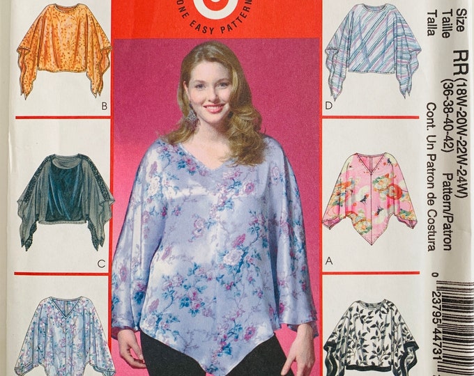 Easy Womens Pullover Tops Pattern 6 Styles Sizes 18W 20W 22W 24W 36 38 ...