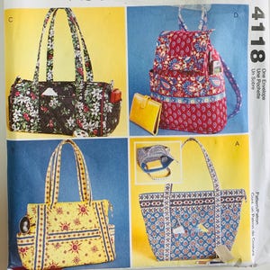 Quilted Fabric Handbags Pattern 4 Styles McCalls Fashion Accessories 4118 UNCUT