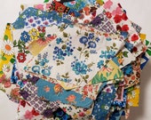 Vintage Fabric Scraps Feedsack and Cotton All Florals Quilting Sewing Crafting Junk Journals Planners Set 36