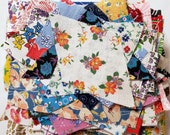 Vintage Fabric Scraps Feedsack and Cotton All Florals Quilting Sewing Crafting Junk Journals Planners Set 32
