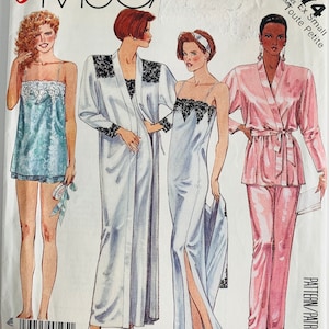 Easy Sew Misses Camisole, Robe and Tie Belt, Nightgown, Pants and Shorts Size XS 6-8 Vintage 1980s McCalls Pattern 3474 UNCUT