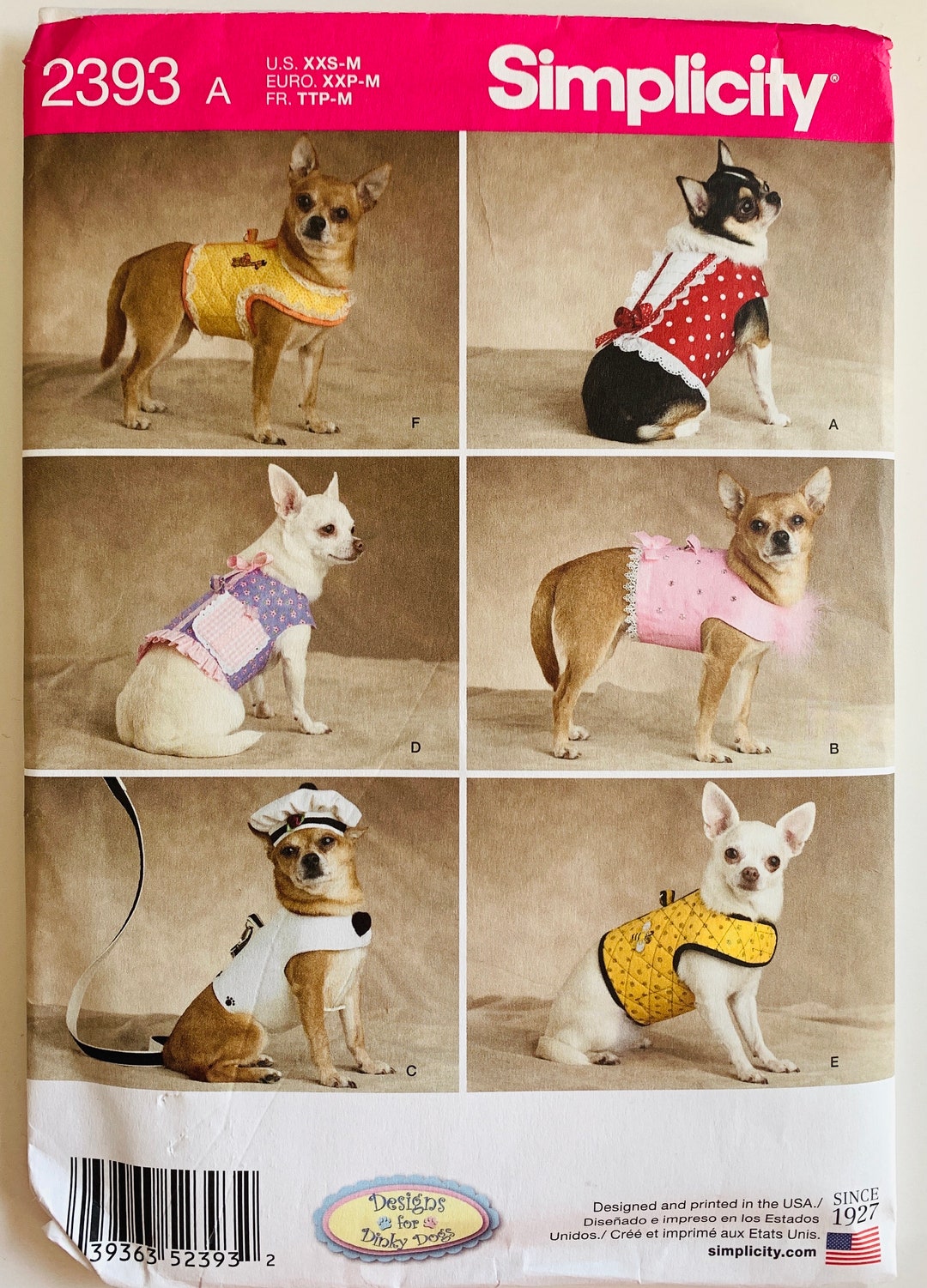 Small Breed Dog Clothes Pattern 4 Sizes Jackets Leash and Etsy