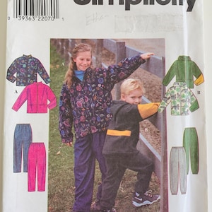 Childs Loose-fit Jacket Pattern 2 Styles with or without Hood and Pants 2 Styles Sizes 3 4 5 6 Simplicity 8342 UNCUT