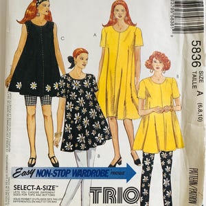 90s Easy Maternity Pattern Dress or Tunic, Leggings 2 Lengths and Headband Misses Size 6 8 10 Vintage McCalls 5836 UNCUT