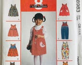 Easy Toddler Pattern for Jumper and Jumpsuit Sizes 1 2 3 Vintage 90s McCalls 8983 UNCUT