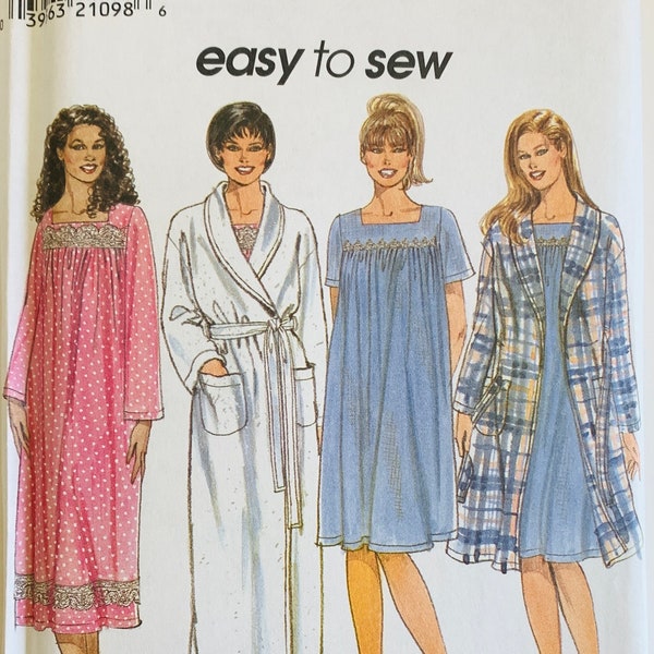 Easy Sew Womens Pullover Nightgown and Wrap Robe each in 2 Lengths Sizes 26W 28W 30W 32W Simplicity Pattern 7944 UNCUT