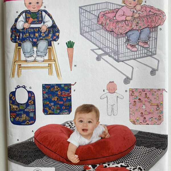 Shopping Cart Seat Cover Pattern High Chair Seat Cover, Bib, Doll, Quilt Simplicity 4225 UNCUT