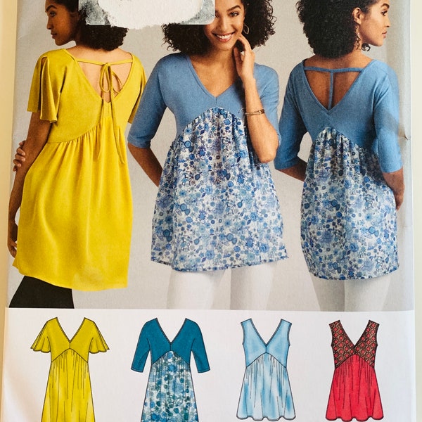 Misses Knit and Woven Tops Pattern 3 Styles Length and Bodice Variations Sizes XXS Xs S M L XL Xxl Simplicity 8387 UNCUT