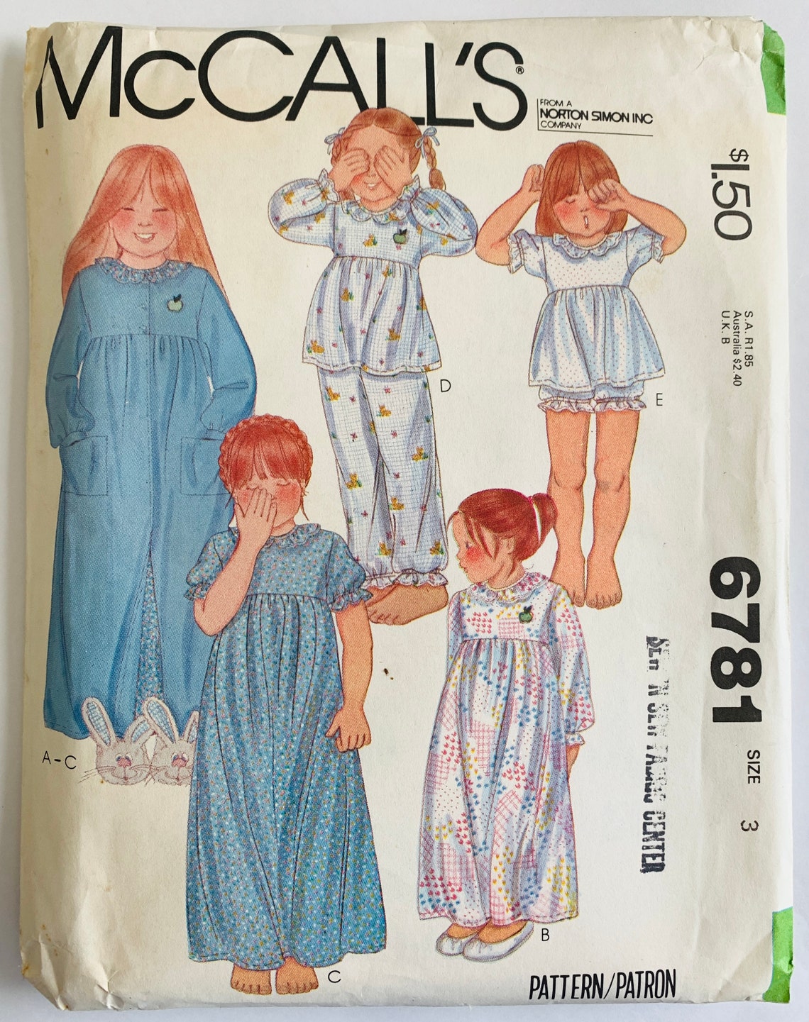 Childs Robe Nightgown and Pajamas Pattern 2 Lengths Size 3 | Etsy