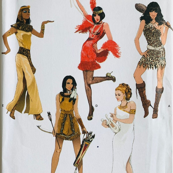 Misses Costumes Pattern 1920s Flapper, Egyptian Queen, Roman Goddess, Cave Woman, Native American Sizes 8 10 12 14 16 Simplicity 1770 UNCUT