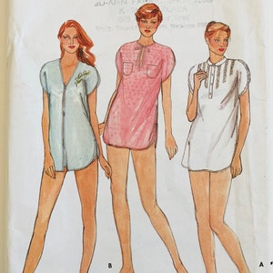 80s Misses Nightshirt 3 Styles and Shorts Pattern Size 6 Petite Bust 30.5 Waist 23 Hip 32.5 Vintage Butterick Pattern 3709 UNCUT