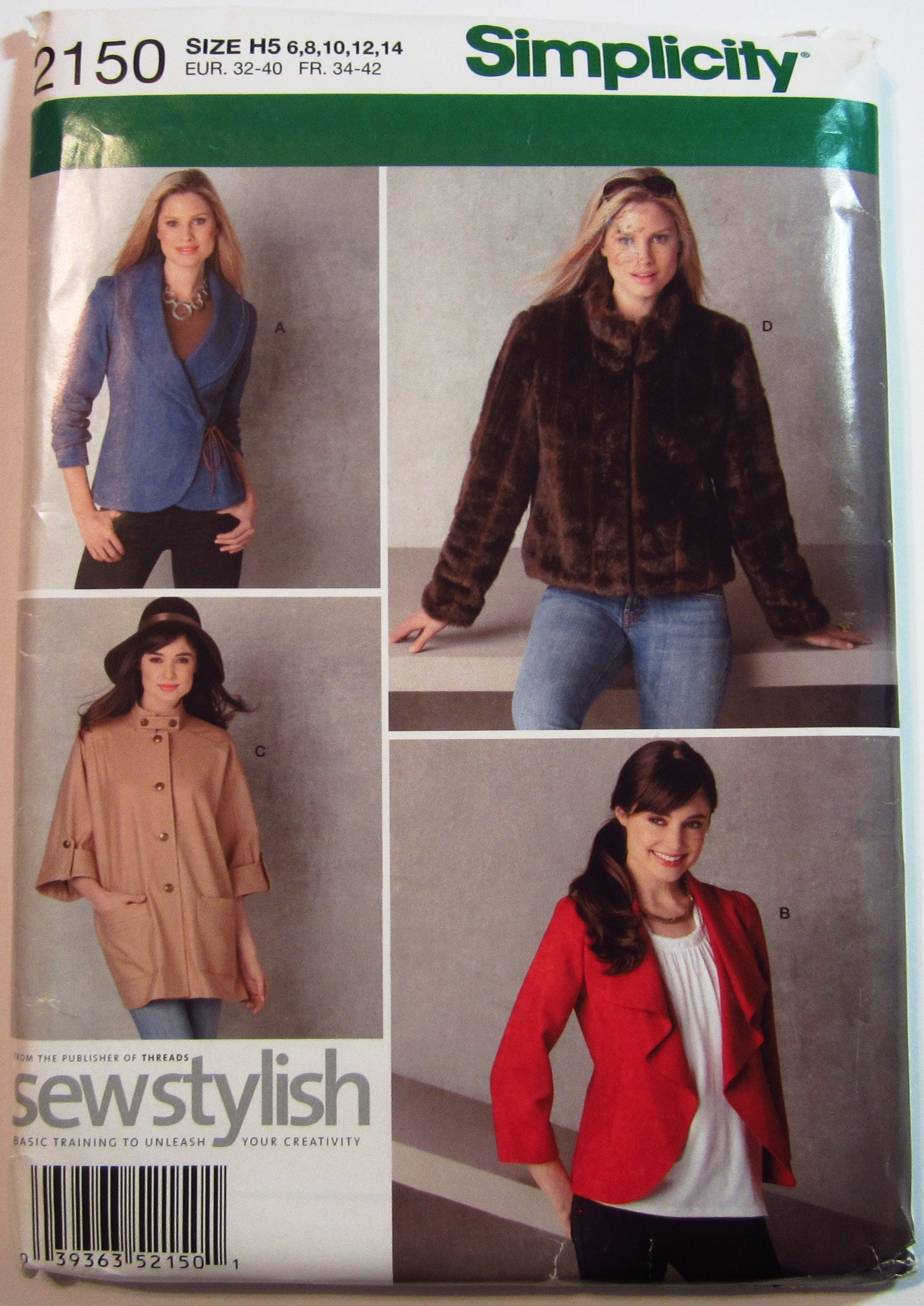 Misses Jacket Pattern 4 Styles Sizes 6 8 10 12 14 Sewstylish
