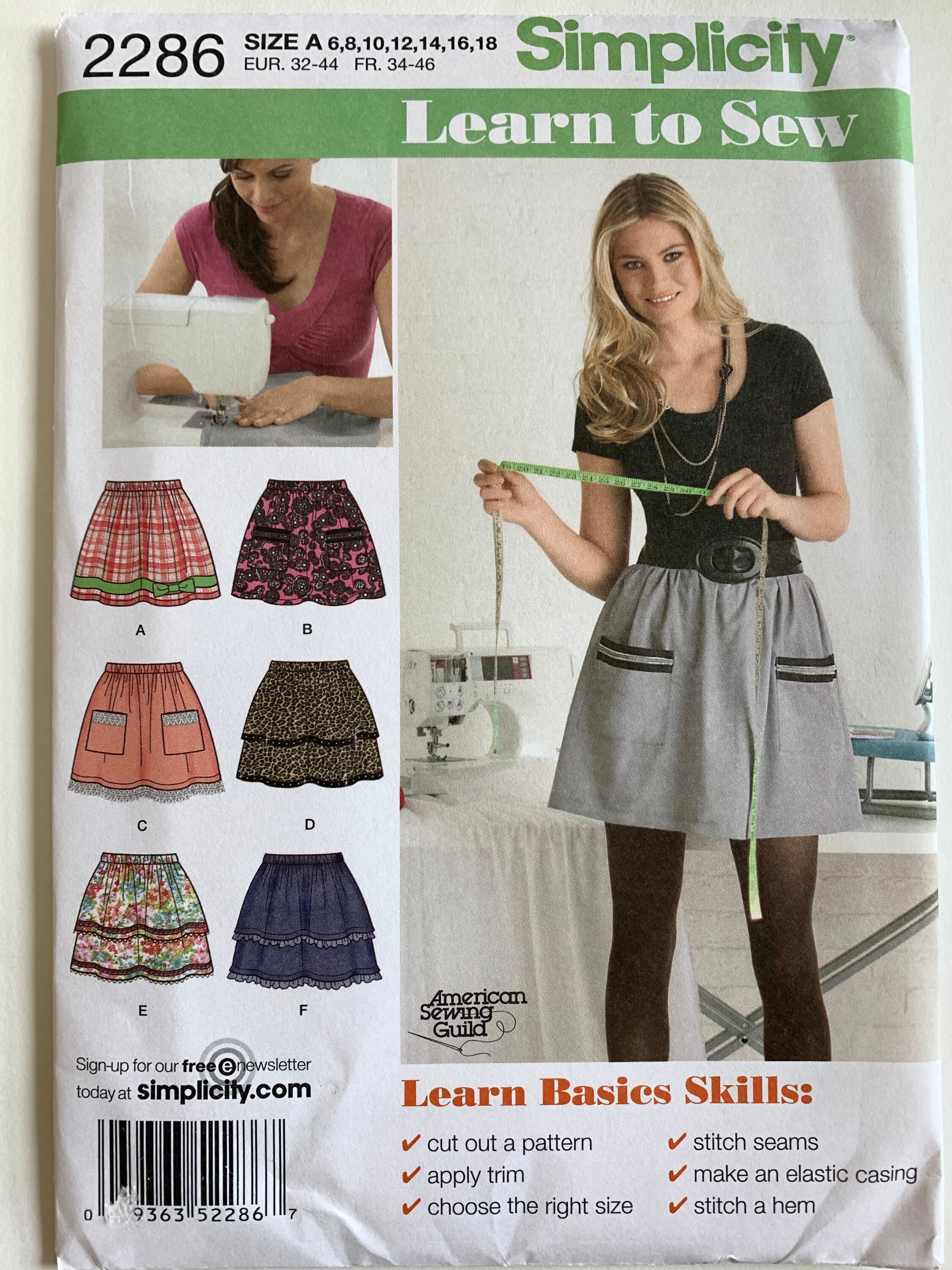 Misses Pull On Skirt Trim Variations Simplicity Learn to Sew Pattern 2286 sizes 6 8 10 12 14 16 18 UNCUT