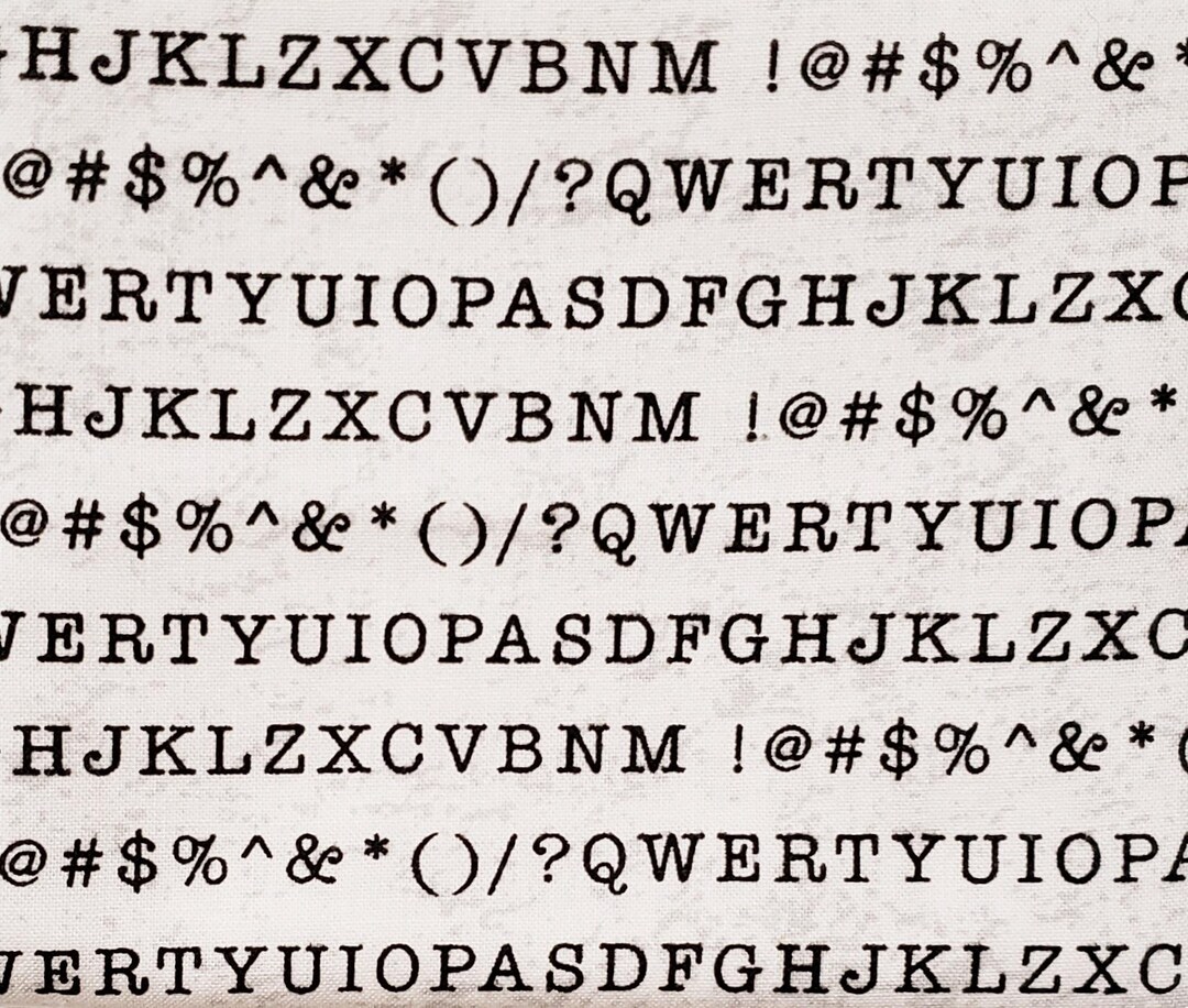 Fat Quarter Keyboard Characters Fabric Letters Novelty Black With ...