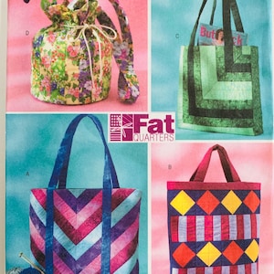 Patchwork Bag Pattern 4 Styles All Views Use Contrasting Fat Quarters Butterick B4248/BP175 UNCUT