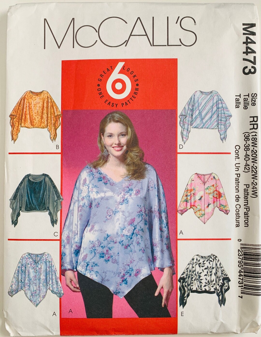 Easy Womens Pullover Tops Pattern 6 Styles Sizes 18W 20W 22W 24W 36 38 ...