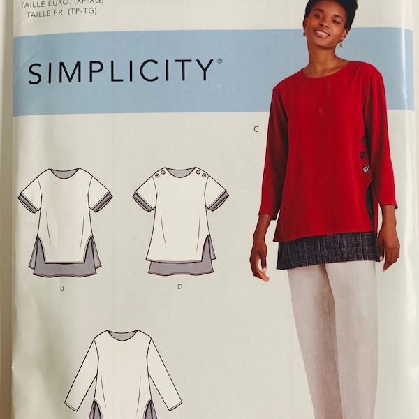 Misses Layered Tunics Pattern 4 Styles Sleeve Length Variations Sizes XS S M L XL Simplicity R10428/S9046 UNCUT