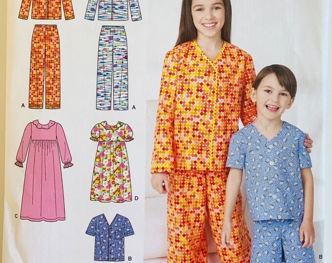 Simple Pyjamas Easy Kids Pajamas Pattern Short and Long and Nightgown 2 Styles ...