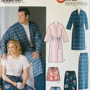 Misses Mens Pajama Pants or Pajama Shorts and Robe Sizes XL XXL XxL Simplicity Pattern 5314 UNCUT