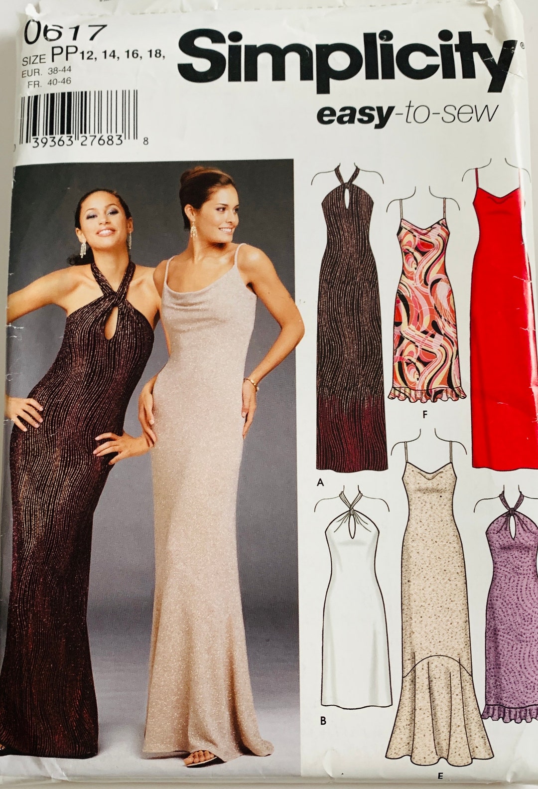 Easy Evening Dress Pattern 6 Styles Length Variations Knit Fabric Dress