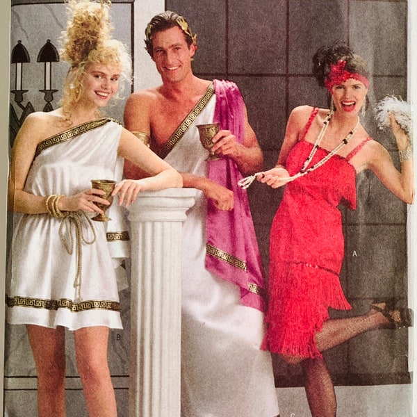 Misses Mens Halloween Costumes Pattern Flapper and Romans Sizes XS S M L XL Vintage 1980s Butterick Pattern 4199 UNCUT
