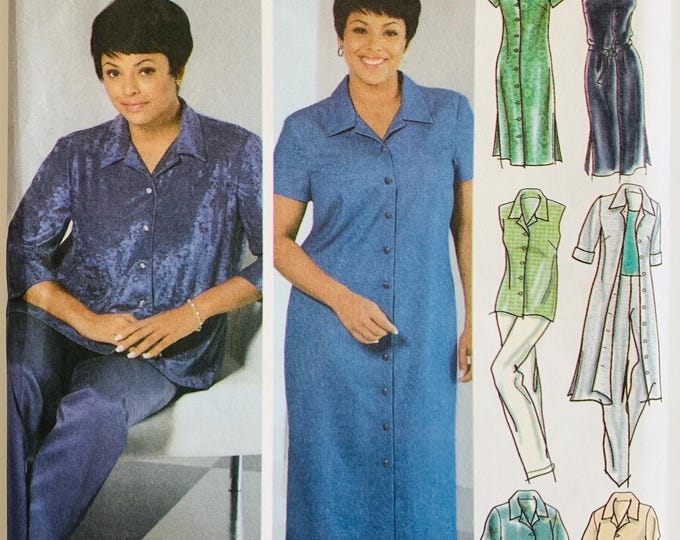 Womens Plus Size Shirt Dress Pattern 2 Lengths, Shirt, Skirt and Pants ...