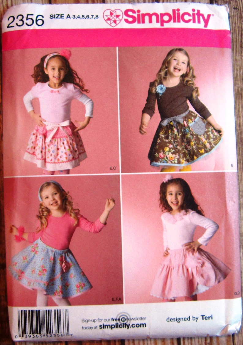 Bracelet Little Girls Skirts Slips and Accessories: Ponytail Holder Headband Sizes 3 4 5 6 7 8 Simplicity Pattern 2356 UNCUT