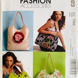 Lined Bags Pattern 4 Styles Inside Pocket Snap Closure McCalls M5823 UNCUT