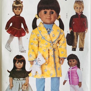 Y2K 18 inch Doll Clothes Pattern Jacket Pants Backpack Top Skating Dress Slippers Robe Pajamas Vest Butterick 3329/116 UNCUT