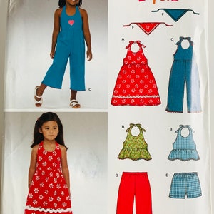 Easy Sew Childs/Girls Halter Dress, Capris, Halter Top and Headband Scarf Sizes 3 4 5 6 7 8  NewLook Pattern 6361 UNCUT