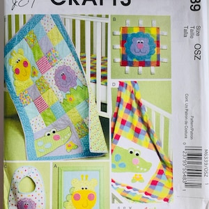Baby Gift Items Pattern Quilt, Bib, Lion Toy, Giraffe, Blanket Sew Sweet Chic by Susan Cousineau McCalls M6339 UNCUT