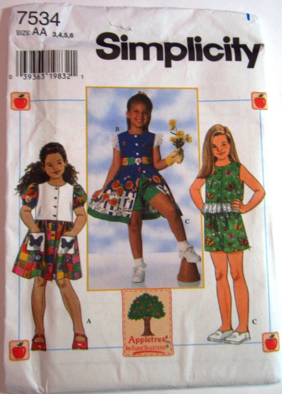 Capri Pants Simplicity 7150 Child/'s Dress Top Shorts and Bag Sewing Pattern