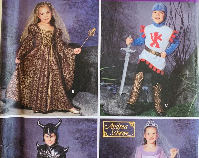 Childs Medieval Costume Pattern Knight Princess Renaissance Sizes 3 4 5 ...