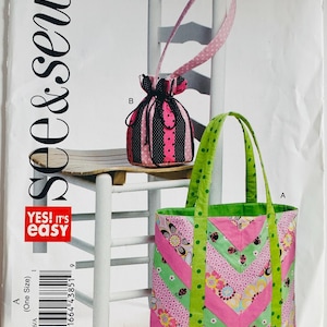 Easy Patchwork Bag Pattern 2 Styles Butterick See & Sew B5596 UNCUT