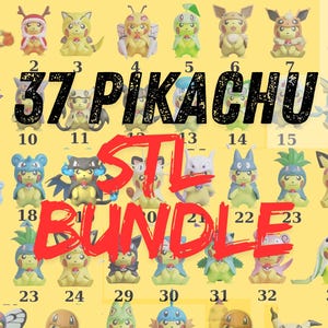 37 PCS Pikachu 3D STL Bundle – Digital Files for 3D Printing, CNC, Custom Figurines & Collectibles – Instant Download