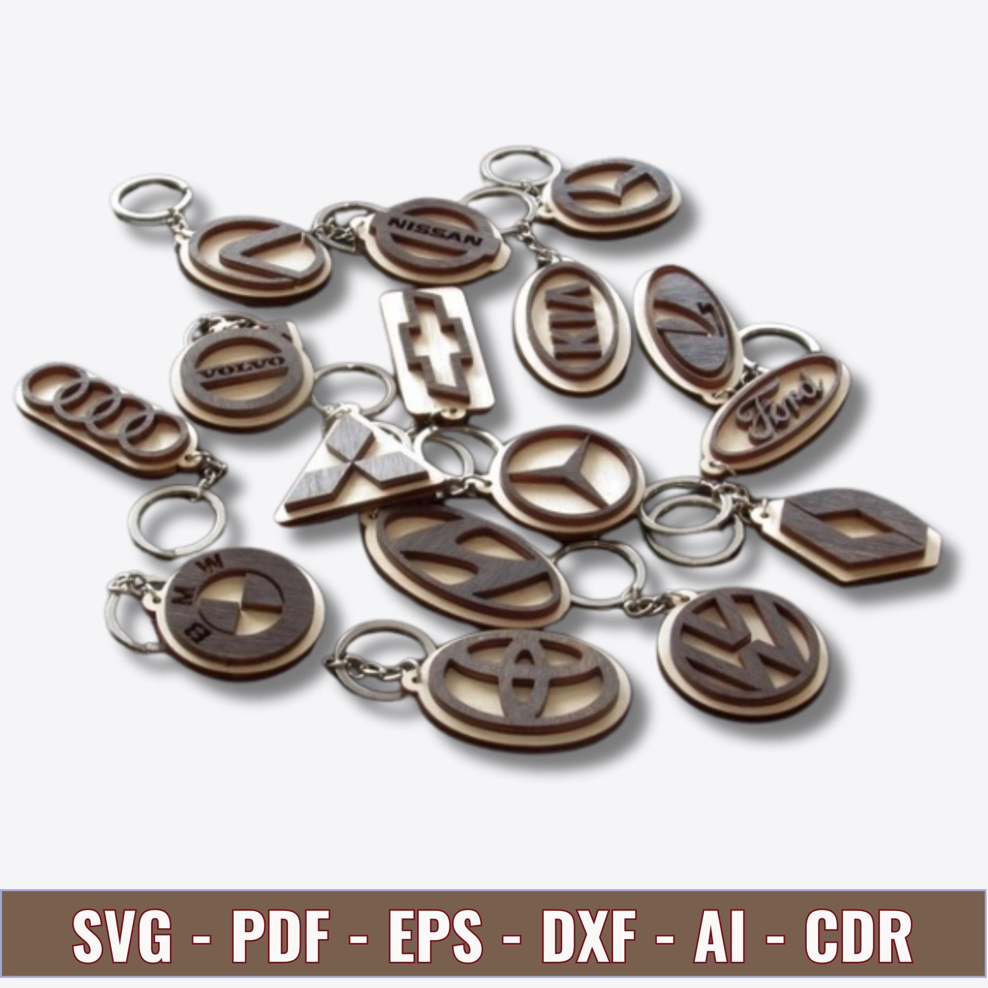 Custom Car Logo Keychains - Personalized Car Brand Keyring - Laser Cut, Professionally Made Digital File, Any Car Logo Available