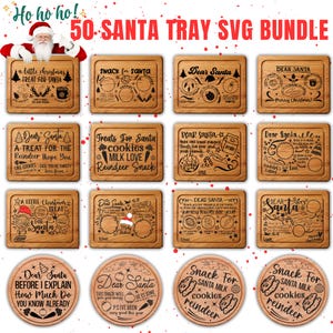 53 bellissimi disegni SVG per vassoi di Babbo Natale / Pacchetto SVG di Natale / File di taglio SVG per vassoi di biscotti di Babbo Natale