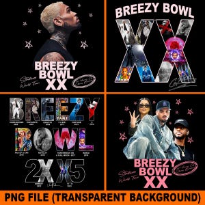 Bundle 4 PNG File, Chris Brown T-Shirt Design, Breezy Bowl XX PNG File Chris Brown Breezy Bowl xx tour Instant Download Ready Print to Shirt