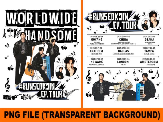 Run Seokjin Tour Shirt Design, Jin Concert Digital File